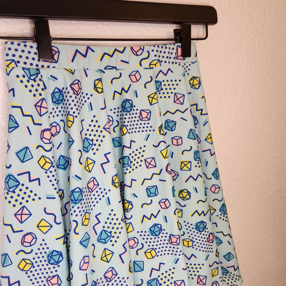 Paola's Pixels Womens 90's Dice Skater Skirt Blue Pink Yellow Mini Cute Small - Picture 10 of 13
